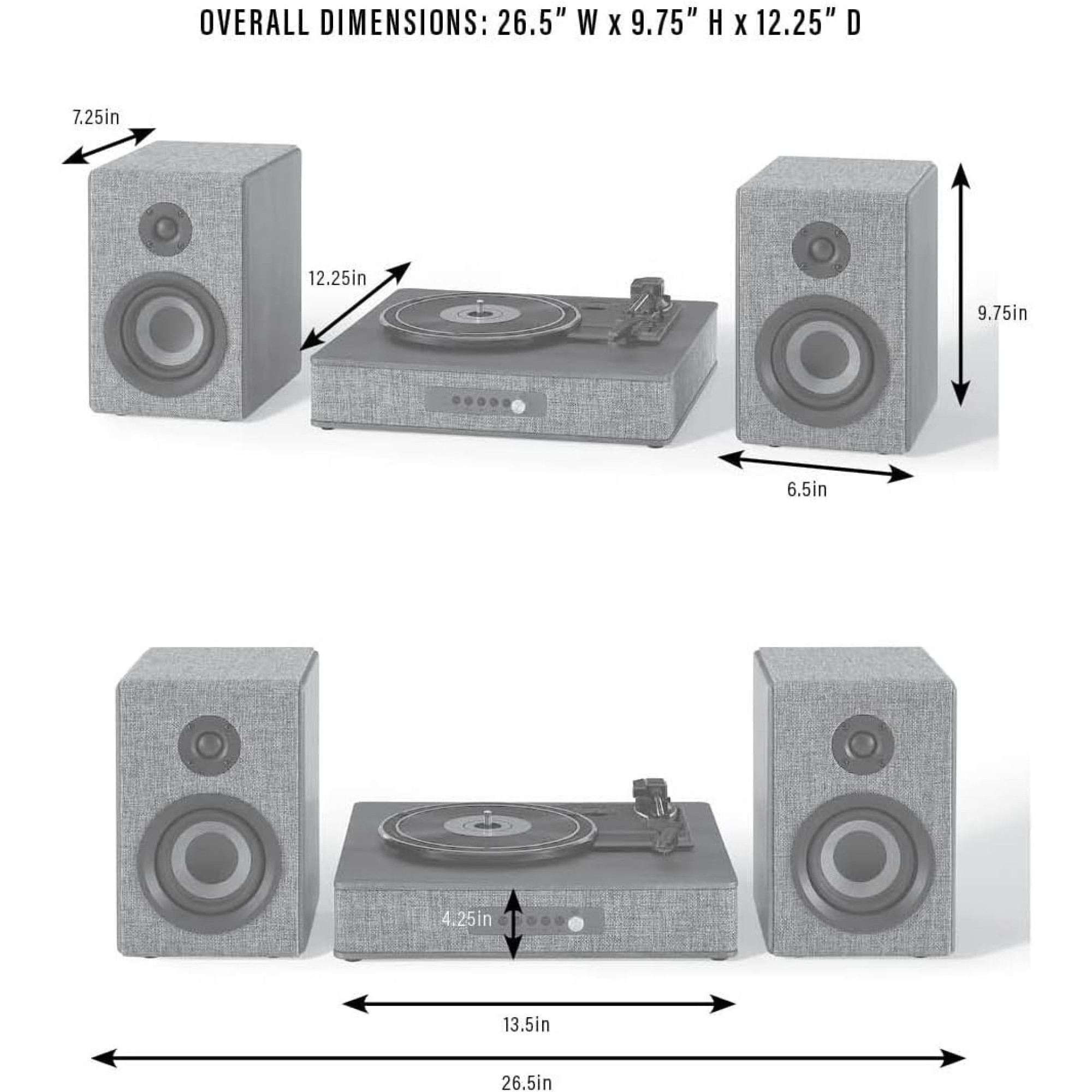 Виниловый проигрыватель Crosley Aria Shelf System Gray