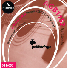 Струни для акустичної гітари Gallistrings AGB1152 (.011-.052), ProCoated, LIGHT SPECIAL, Bronze