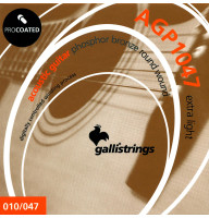Acoustic Guitar Strings Gallistrings AGP1047 (.010-.047), ProCoated, EXTRA LIGHT, Phosphor Bronze