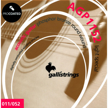 Струны для акустической гитары Gallistrings AGP1152 (.011-.052), ProCoated, LIGHT SPECIAL, Phosphor Bronze