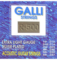 Acoustic Guitar Strings Gallistrings R-500 (.010-.047), EXTRA LIGHT, Silver