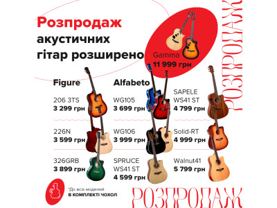 АКЦИЯ РАСШИРЕНА: Снижены цены на акустические гитары от Figure и Alfabeto