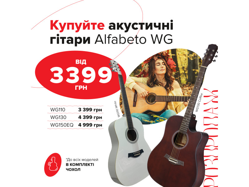 Распродажа акустических гитар Alfabeto серии WG продолжается!