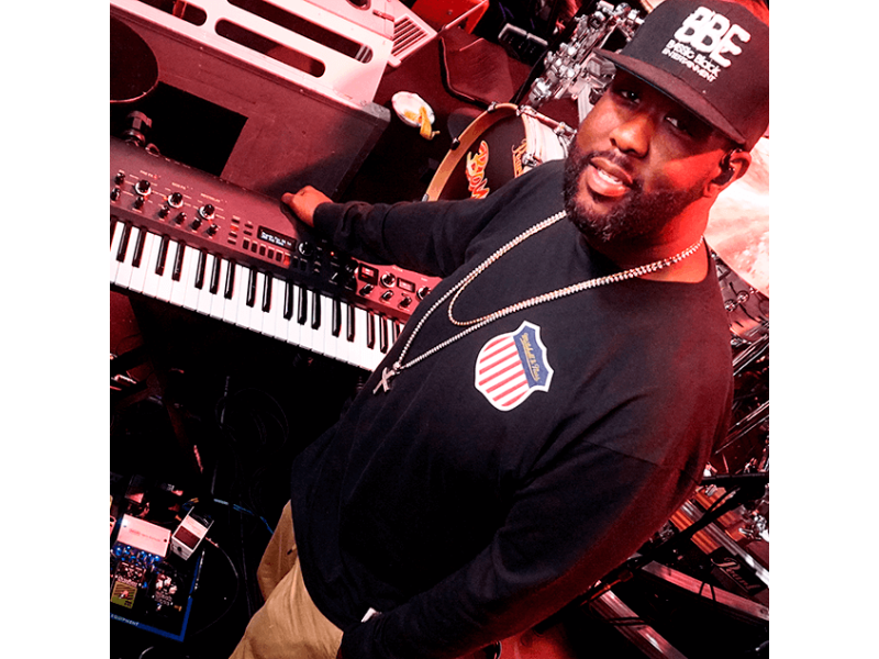 Adam Blackstone with EBS pedals on the ABC Boy Band Show