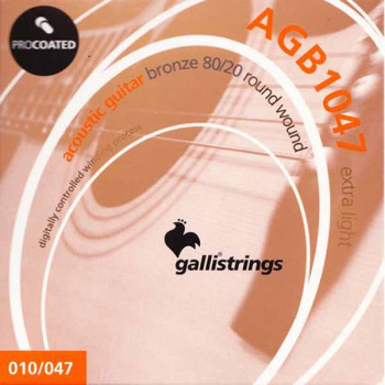 Acoustic guitar strings Gallistrings AGB1047-12 (.010-.047), ProCoated, LIGHT, Bronze Acoustic guitar strings Gallistrings AGB1047-12 (.010-.047), ProCoated, LIGHT, Bronze