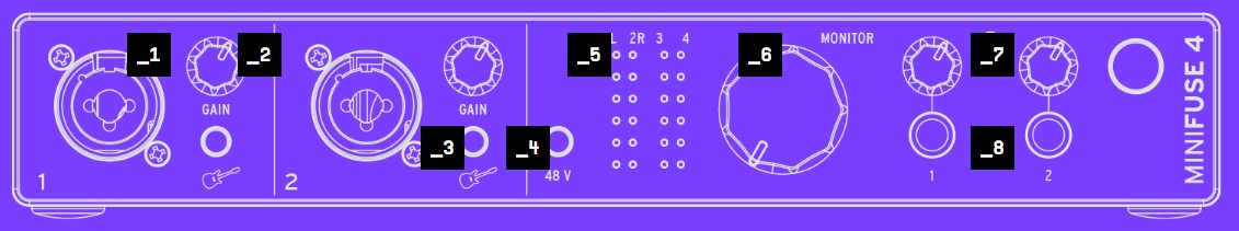 Аудиоинтерфейс Arturia MiniFuse 4 - Передняя панель