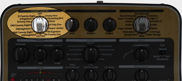 В AC-3 також передбачено 15 додаткових «цільових» гітарних пресетів