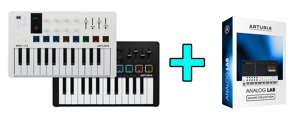 До кожної клавіатури MiniLab 3 в комплекті електронний ключ до повної версії Analog Lab V
