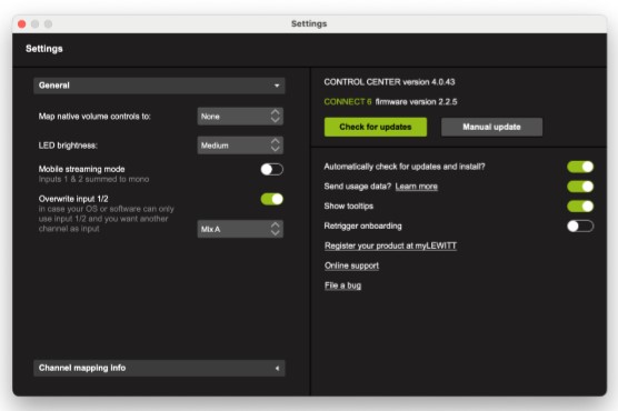 LEWITT добавляет новые функции в аудиоинтерфейс CONNECT 6